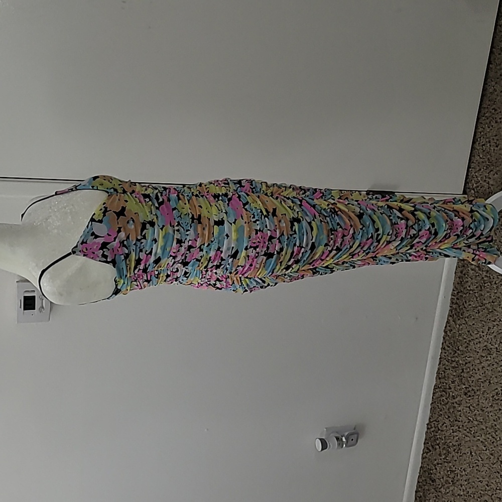 ARFM Ruched Mesh Midi Slipdress in Sky Floral Size Large NWT - Picture 12 of 15